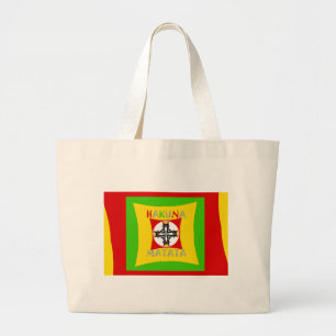 Bolsa Tote Grande Hakuna Matata Rasta Cor Vermelha Ouro Verde