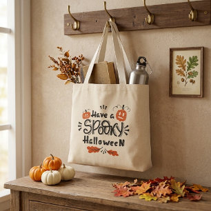Bolsa Tote Grande Halloween Assombrado Vintage