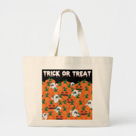 Bolsa Tote Grande Halloween Fantasmas Assombrados Pumpkin Patch