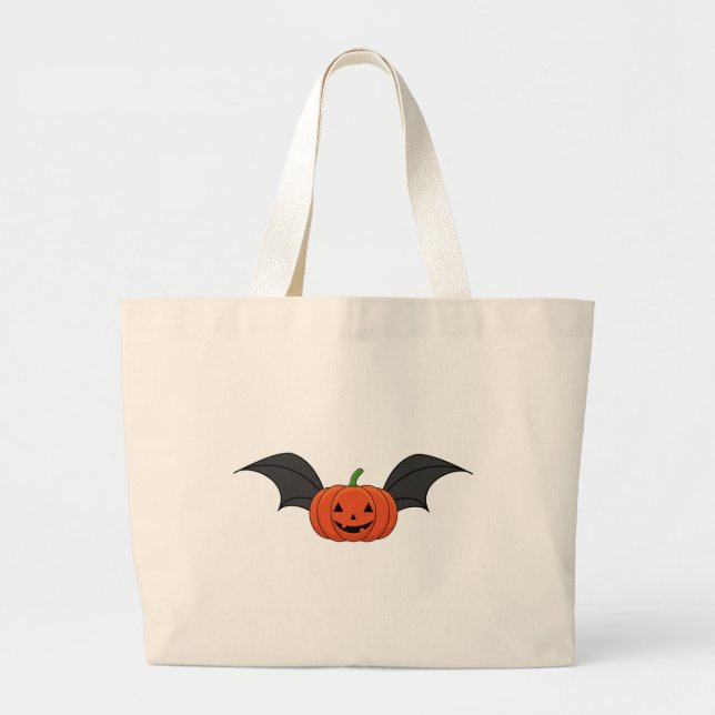 Bolsa Tote Grande Halloween Pumpkin Bat (Frente)