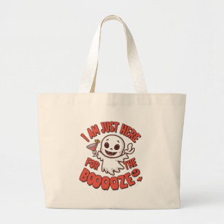 Bolsa Tote Grande Halloween Tote Bag- "I am just here for the boooze