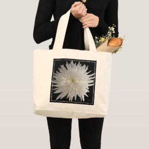Bolsa Tote Grande HAMbyWG - Dália Branca Fundo Preto