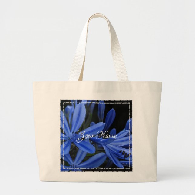 Bolsa Tote Grande HAMbyWG - Flores Azuis Pequenas (Frente)
