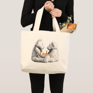Bolsa Tote Grande HAMbyWG - Saco de Tote de Canvas - Ursos de Teddy