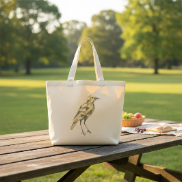 Bolsa Tote Grande Hand-Drawn Geometric Bird Tote