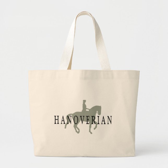 Bolsa Tote Grande HANOVERIAN com cavalo & cavaleiro do adestramento (Frente)