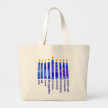 Bolsa Tote Grande HANUKKAH Fruta espiritual Christian<br><div class="desc">Na moda HANUKKAH Fruta espiritual Grande saco de totas unísexas cristãs, especialmente desenhado com a menorah de Chanucá e a nove vezes fruta do Espírito Santo da fé cristã: amor, alegria, paz, longo sofrimento, bondade, fidelidade, autocontrolo. Essa bolsa de tote de Chanucá daria um presente excelente para judeus messiânicos celebrarem...</div>