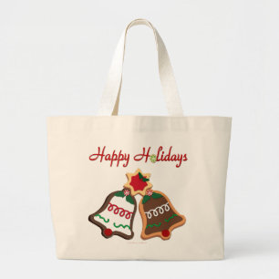 Bolsa Tote Grande Happy Holidays Christmas Cookie Bells