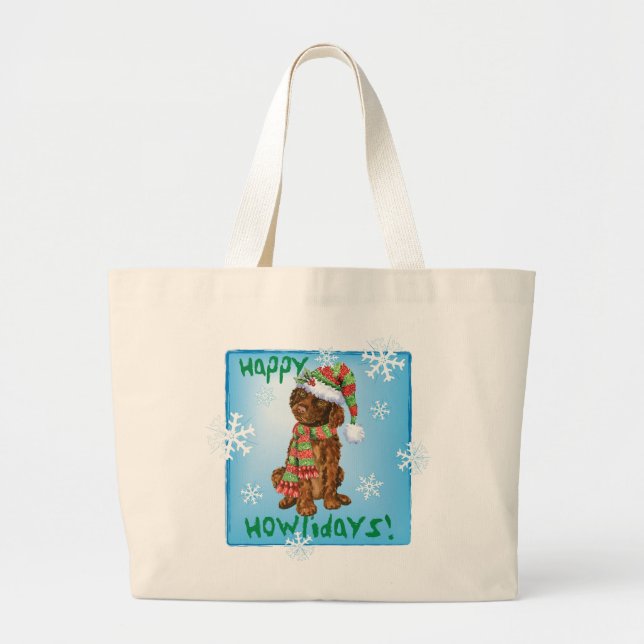 Bolsa Tote Grande Happy Howliday Irish Water Spaniel (Frente)