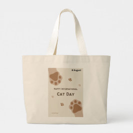 Bolsa Tote Grande happy international cat day cute paw print design