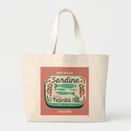 Bolsa Tote Grande Happy Sardinha Green Vintage Comida