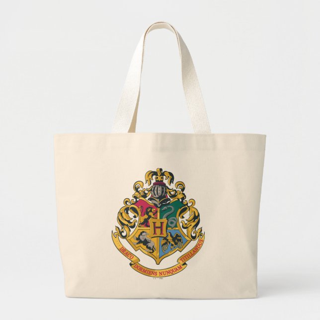 Bolsa Tote Grande Harry Potter | Brasão de Hogwarts - Cor Completa (Frente)
