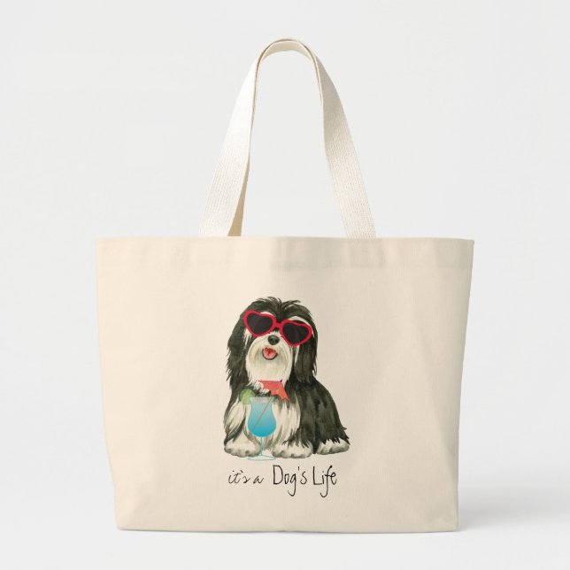 Bolsa Tote Grande Havanês de Verão (Frente)