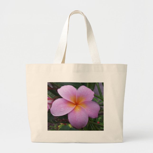 Bolsa Tote Grande Hawaii Pink Plumeria Flower (Frente)