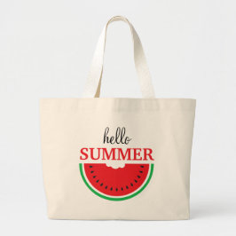 Bolsa Tote Grande Hello Summer Watermelon Fruta Large Tote Bag