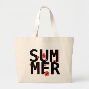 Bolsa Tote Grande Hibisco de Verão Tropical