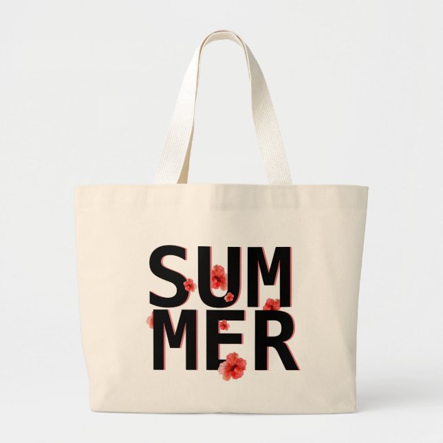 Bolsa Tote Grande Hibisco de Verão Tropical (Frente)