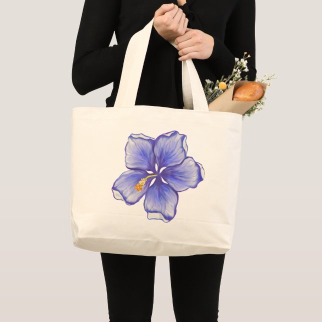 Bolsa Tote Grande hibisco & lace BLUE (Frente (produto))