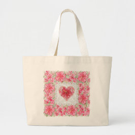 Bolsa Tote Grande Hibiscus e rendas RED