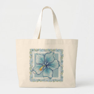 Bolsa Tote Grande Hibiscus & lace TURQUOISE