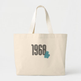 Bolsa Tote Grande Hippie Peace Sign Flower Power Aqua 1968