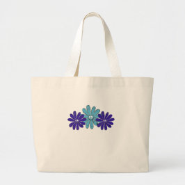 Bolsa Tote Grande Hippie - Sinal de Paz Flor Potência Aqua Roxo