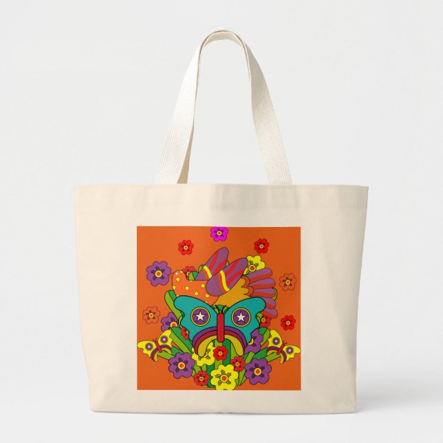 Bolsa Tote Grande Hippies - Poder Flor Hippy - Hippies Bonitos - 197 (Frente)