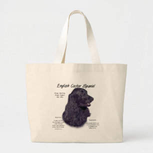 Bolsa Tote Grande História de Espanhol de Cocker em Inglês Negro