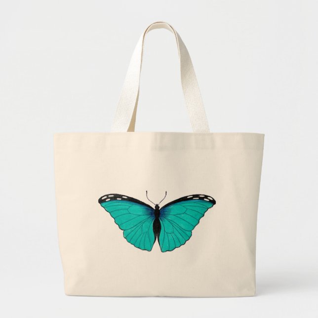 Bolsa Tote Grande História Natural Borboleta Azul no Saco de Tote (Frente)