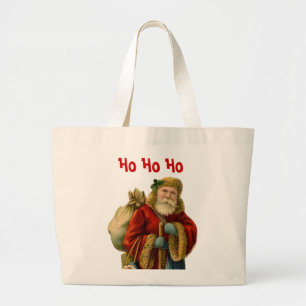 Bolsa Tote Grande Ho Ho Ho Natal do pai do estilo do vintage