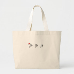 Bolsa Tote Grande Ho Ho vestindo um chapéu vermelho de santa