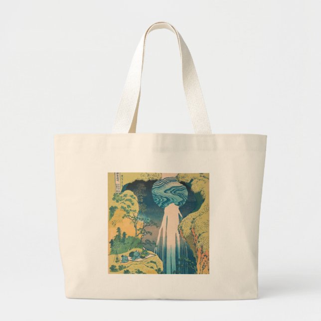 Bolsa Tote Grande Hokusai Amida cai na cachoeira do Japão (Frente)