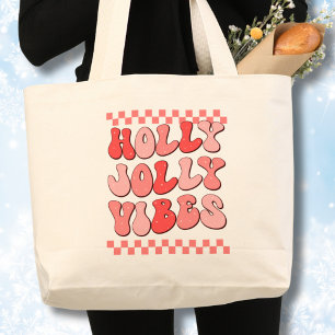 Bolsa Tote Grande Holly Jolly vibes, Retro Natal
