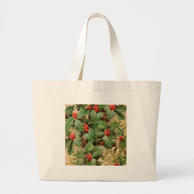 Bolsa Tote Grande Holly Tree Natal Vintage (Frente)