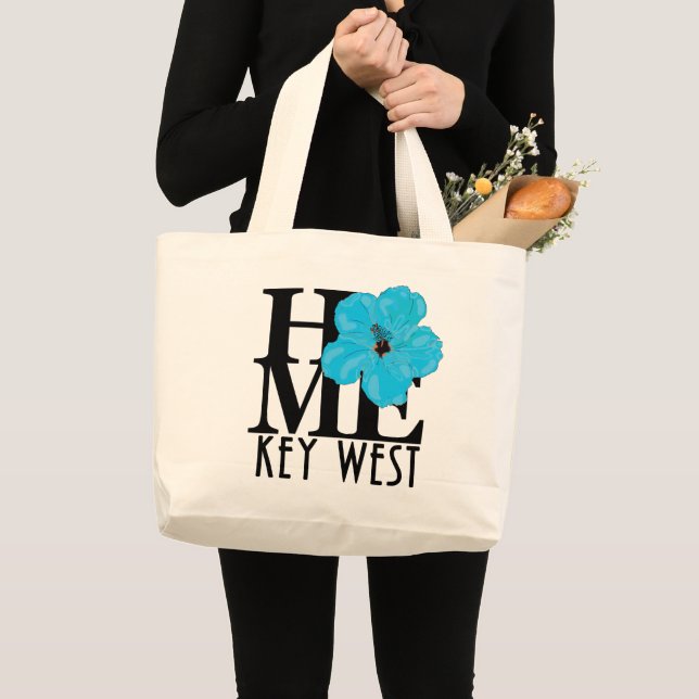 Bolsa Tote Grande HOME Key West Blue Hibiscus (Frente (produto))