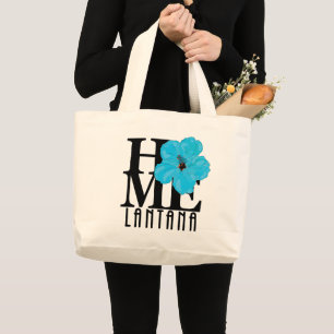 Bolsa Tote Grande HOME Lantana Florida Blue Hibiscus