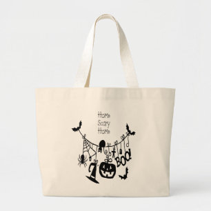 Bolsa Tote Grande Home Scary Home Bats Pumpkin, Black Cat, Voodoo