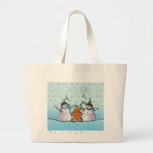 Bolsa Tote Grande HOMEM do BONECO DE NEVE & de PÃO-DE-ESPÉCIE por