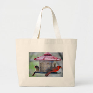 Bolsa Tote Grande Homem e Mulher Cardeal Comendo Snack