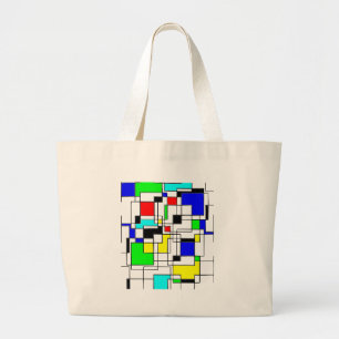 Bolsa Tote Grande Homenagem Aleatória aos quadrados a Mondrian