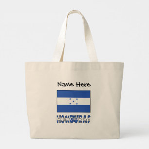 Bolsa Tote Grande Honduras e Bandeira Hondurenha com o Seu Nome