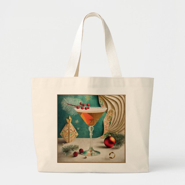 Bolsa Tote Grande Hora de Felicidade do meio século do Cocktail (Frente)