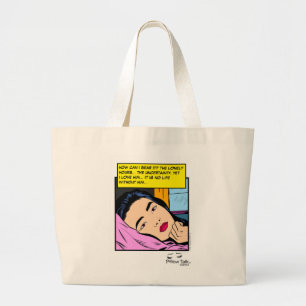 Bolsa Tote Grande Horas Solitárias Arte de Quadrinhos Românticos Vin