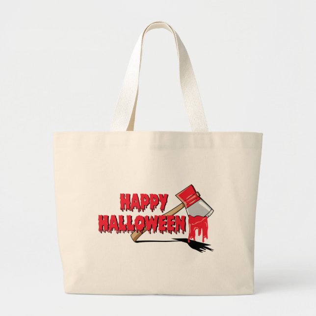 Bolsa Tote Grande Horror feliz do Dia das Bruxas (Frente)