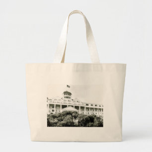 Bolsa Tote Grande Hotel grande, ilha de Mackinac, preto e branco