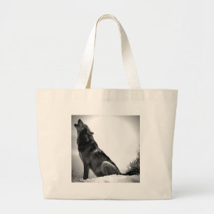 Bolsa Tote Grande Howling Wolf in Snow