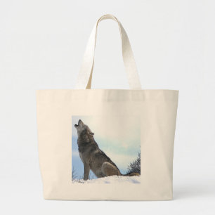 Bolsa Tote Grande Howling Wolf in Snow