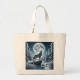 Bolsa Tote Grande Howling Wolf In Winter