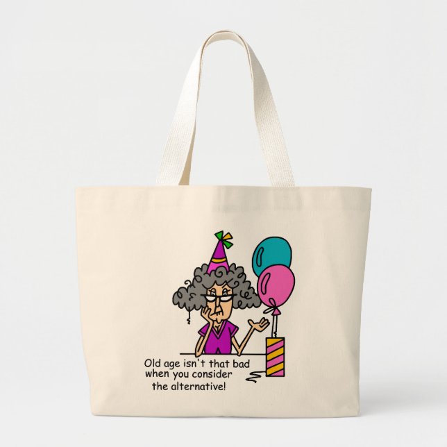 Bolsa Tote Grande Humor de Alternativo de Aniversário (Frente)