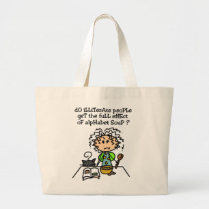 Bolsa Tote Grande Humor Pessoas analfabeto